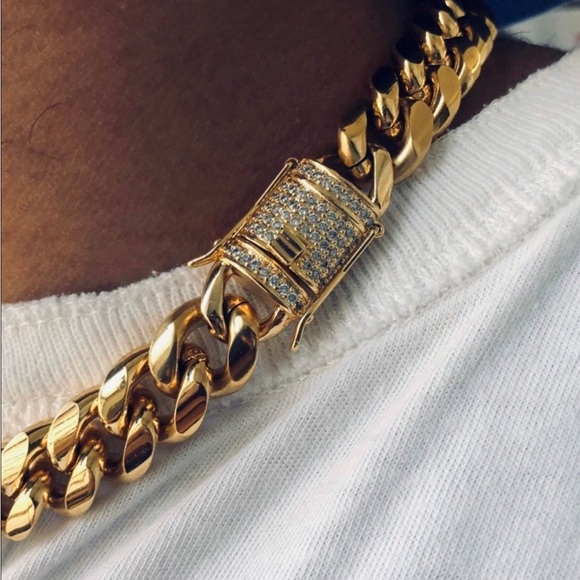 Men CZ Diamond Ice Out Medusa 14K Gold Plated  Big Iced Chain+Pendant 14m 22Inch - Picture 8 of 10